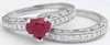 Natural Heart Shape Ruby Ring in 14k white gold