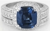 Genuine Madagascar Sapphire Engagement Ring Set in 18k White Gold