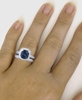 Genuine Madagascar Sapphire Diamond Engagement Ring Set in 18k White Gold