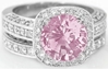 Natural Pink Sapphire Engagement Ring Set with Round Light Pink Sapphire Center Gemstone