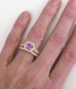 Purple Sapphire Engagement Ring in 14k rose gold - Cushion Cut Sapphire with Diamond Halo