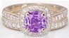 Untreated Purple Sapphire Engagement Ring in 14k rose gold