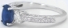 Oval natural blue sapphire oval diamond 3 stone engagement ring in white gold - antique design