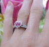 Platinum Natural Pink Sapphire Engagement Ring - Heat Cut Sapphire ring and band set
