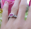Natural Heart Cut Pink Sapphire Wedding Set in solid Platinum