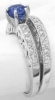1.25 ctw Ceylon Sapphire and Diamond Ring in 14k whtie gold with 0.26 ctw Matching Diamond Band in 14k white gold - SSR-5931