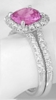 Cushion Pink Sapphire Engagement Ring Set with Diamond Halo and Contoured Diamond Band