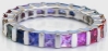 Natural Rainbow Sapphire White Gold Eternity Band Ring- bar set Ceylon sapphires