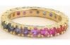 Round natural rainbow sapphire eternity band ring in 14k yellow gold - Ceylon sapphires