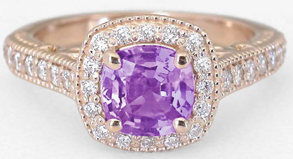 Untreated Purple Sapphire Ring in rose gold