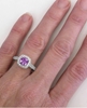 Purple Sapphire Ring - Untreated Natural Cushion Cut Sapphire with Diamond Halo in 14k white gold