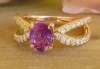 1.86 ctw Oval Magenta Sapphire and Split Shank Diamond Ring in 14k rose gold - SPR-139