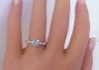 Petite Ceylon Round Natural Light Blue Sapphire and Diamond Ring in 14k white gold