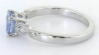 Petite Ceylon Round Natural Light Blue Sapphire and Diamond Ring in 14k white gold, Vintage styled