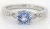 Petite Ceylon Round Natural Light Blue Sapphire and Diamond Ring in 14k white gold