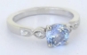 Natural Light Blue Sapphire Ring with Millgrain 14k white gold setting, Vintage design