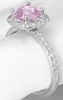 Radiant Cut Light Pink Sapphire Ring- Diamond Halo in 14k white gold