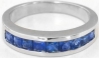 Princess cut natural blue sapphire ring in 14k white gold