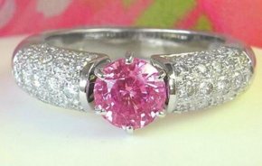 Pink Sapphire Engagement Ring with Pave Diamonds