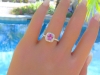 Cushion Pink Sapphire and Diamond Engagement Ring in 14k white gold