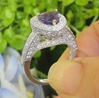 Heart Cut Natural Sapphire Engagement Ring in 18k White Gold for sale