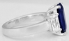 No Diamonds - Large Natural Emerald Cut Blue and White Sapphire Ring in 14k white gold