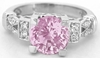 Untreated Pink Sapphire Ring - Natural Round and Diamond in 14k white gold