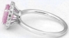 Large Natural Light Pink Sapphire Ring - Real Diamond Halo in skinny 14k white gold band