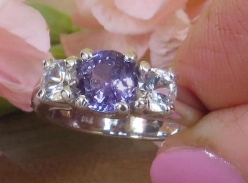 Unheated Ceylon purple sapphire with white sapphire accents