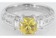 Natural Unheated Radiant Cut Bright Yellow Sapphire Ring in 18k gold