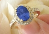 Natural Untreated Blue Sapphire Engagement Ring - Real Oval Ceylon Sapphire in 14k Yellow gold