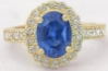 Natural Unheated Blue Sapphire Engagement Ring - Real Oval Ceylon Sapphire in 14k Yellow gold