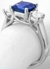 Natural Sapphire Ring - 3 Stone Blue Sapphire and Diamond Ring in 14k White Gold
