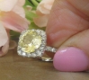 Unheated Round Yellow Sapphire Ring with a Diamond Halo Ring set in 14k white gold