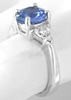 Blue and White Sapphire Ring: 1.94 ctw Ceylon Pear Blue and Trillon White Sapphire Past Present Future Ring in 14k white gold (SBR-110)