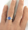 Natural Pear Blue Sapphire and Trillon White Sapphire Diamond Alternative Engagement Ring