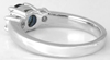 Round Sapphire Ring - Blue Sapphire and White Sapphire Three Stone Ring in 14k white gold
