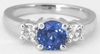 Diamond Alternative All Sapphire Ring - Natural Round Blue and White Sapphire Ring in 14k white gold
