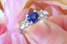 Ceylon Sapphire Engagement Ring - Natural Blue and White Sapphire Ring in solid 14k white gold for sale