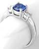 Diamond Alternative Three Stone Sapphire Ring - Blue and White Sapphire Ring in 14k white gold