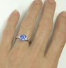 Diamond Alternative Engagement Ring - Blue and White Sapphire 3 Stone Ring in white gold.