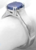 Natural Blue Sapphire Solitaire Ring - 7mm cushion cut intense Ceylon blue sapphire in 14k white gold