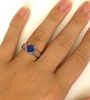 Cushion Cut Natural Sapphire Solitaire Engagement Ring in solid 14k white gold. 7mm Cushion Ceylon Sapphire.
