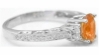 Oval Natural Orange Sapphire and Oval Diamond Three Stone Engagement Ring in 14k white gold - Vintage Design