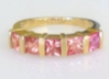 natural multicolor sapphire bar-set princess cut ring in 14k yellow gold