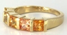 Natural Princess Sapphire Ring Band - Shades of Orange to Yellow Sapphire in 14k yellow gold