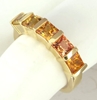 Princess Sapphire Band Ring - Graduated Shades of Orange to Yellow Sapphire in 14k yellow gold