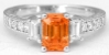 Natural orange sapphire ring in 14k white gold