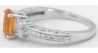 Oval Natural Orange Sapphire and Oval Diamond Engagement Ring in 14k white gold - Vintage Design