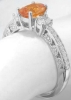 1 carat Oval Natural Orange Sapphire and 0.42 carat Oval Diamond Engagement Ring in 14k white gold - Vintage Design